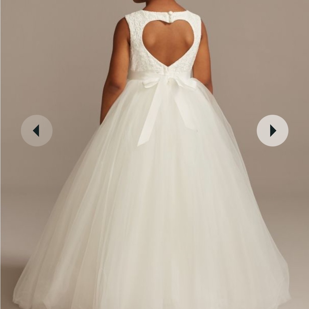 David’s Bridal Ball Gown Flower Girl Dress with Heart Cutout - 2T